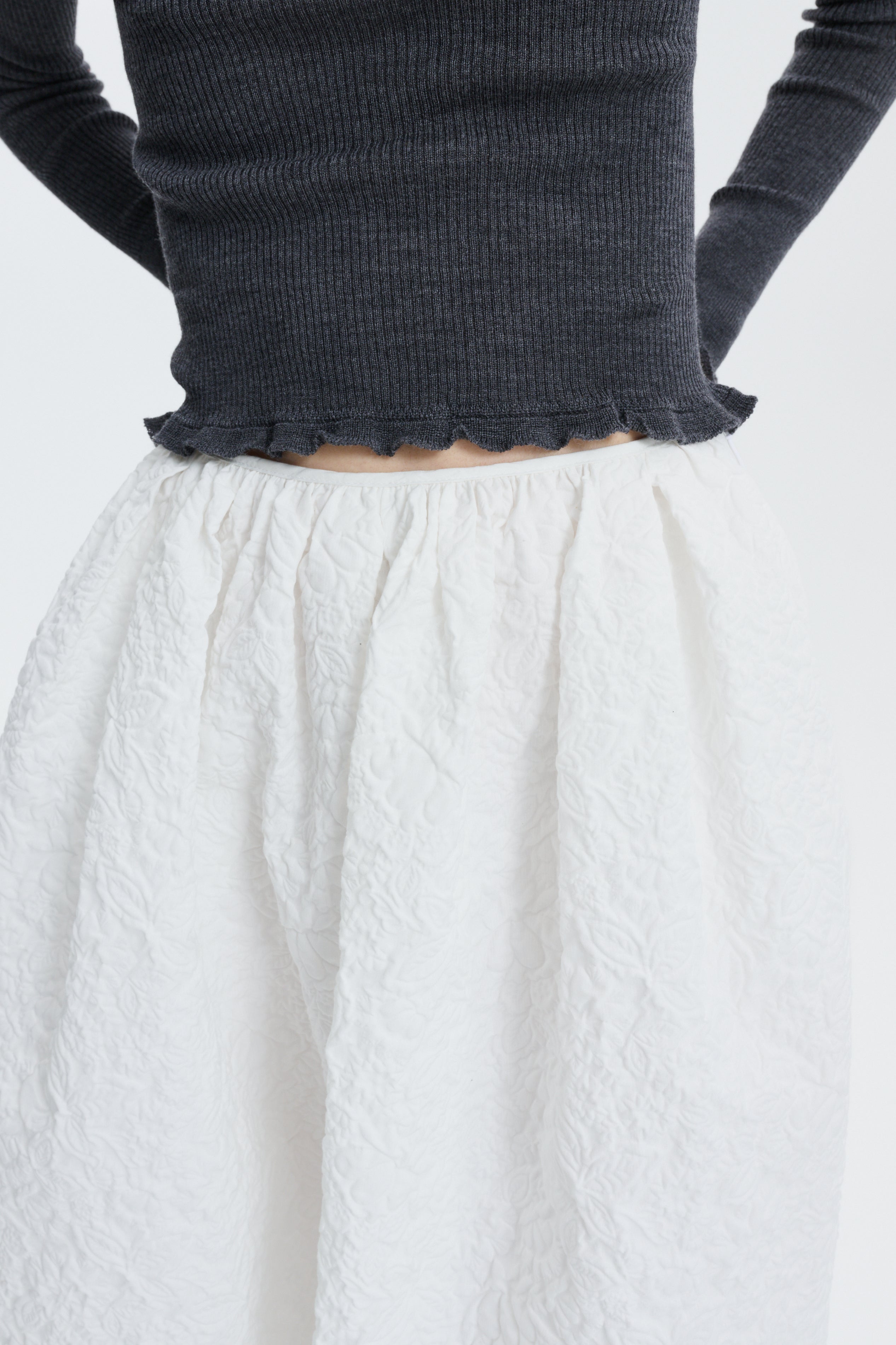 CBBALA | SKIRT FLORATINI MATELASSÉ WHITE