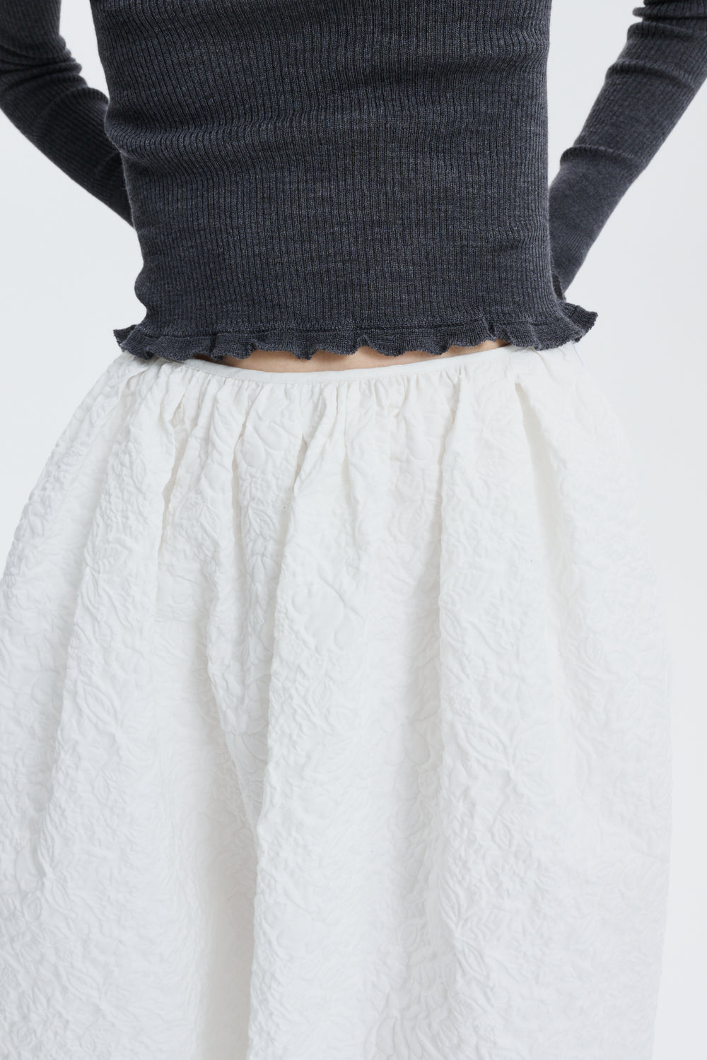 CBBALA | SKIRT FLORATINI MATELASSÉ WHITE
