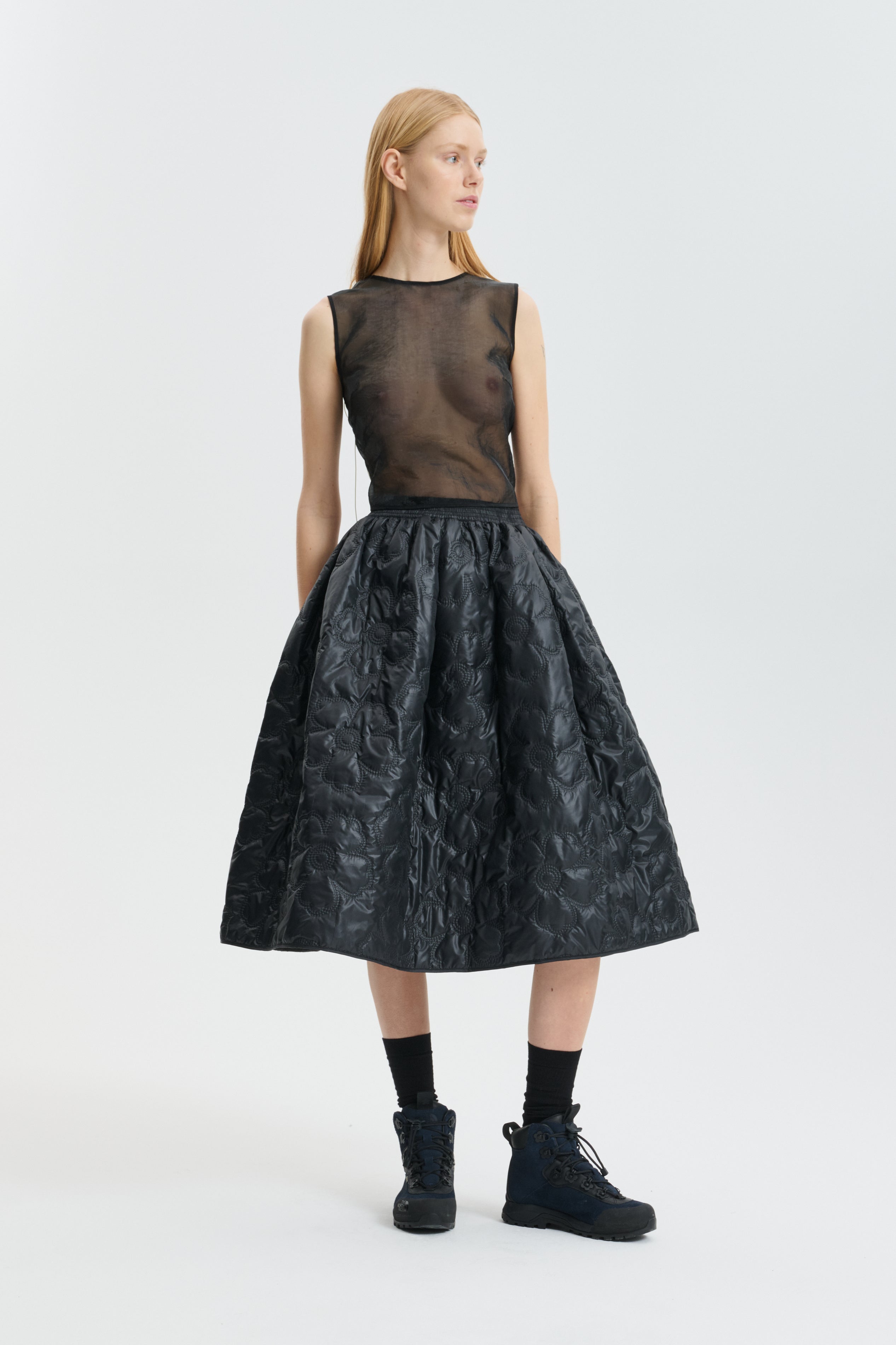 CBMALA | SKIRT FLORAL EMBOSSMENT BLACK