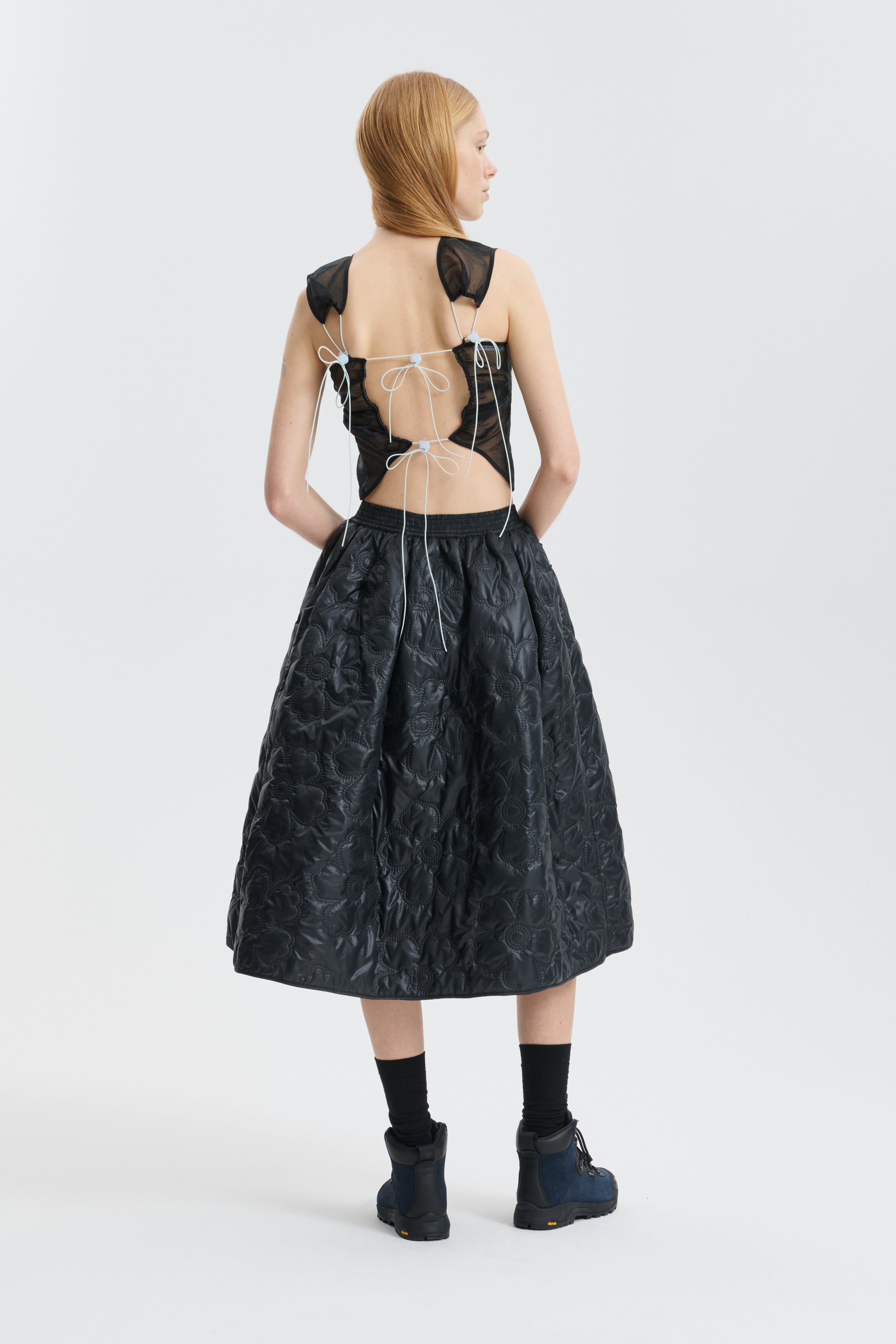 CBMALA | SKIRT FLORAL EMBOSSMENT BLACK