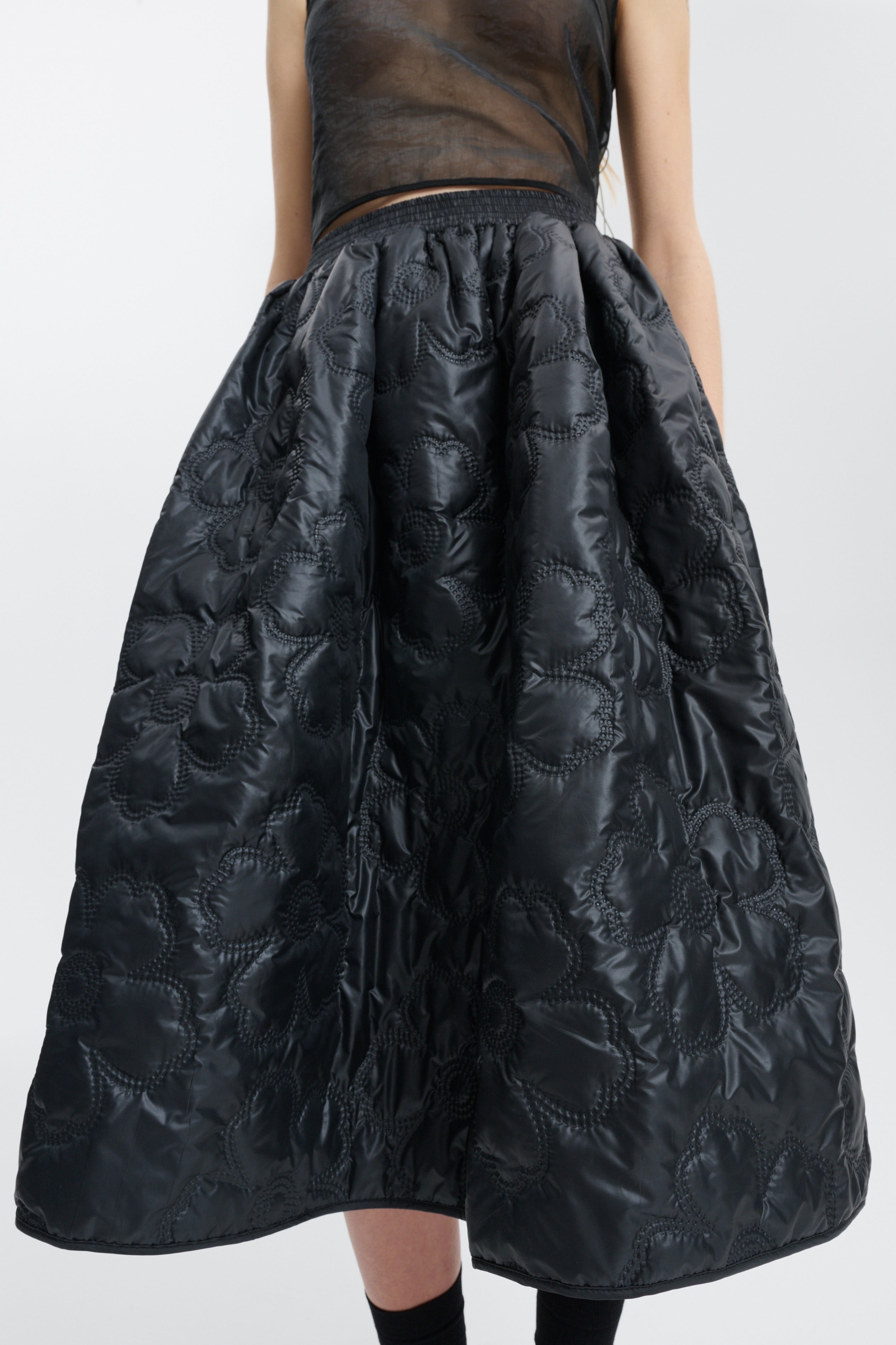 CBMALA | SKIRT FLORAL EMBOSSMENT BLACK