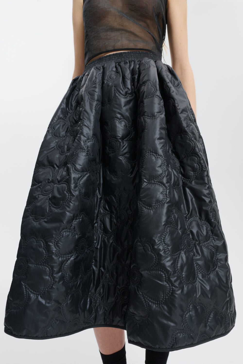CBMALA | SKIRT FLORAL EMBOSSMENT BLACK