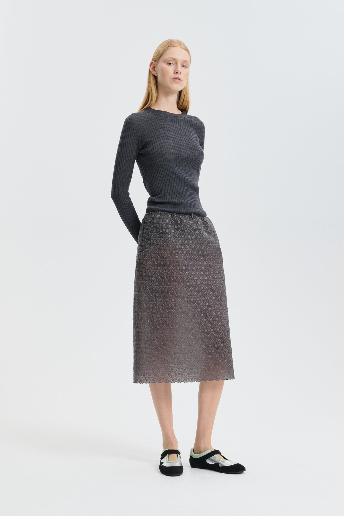 CBBRIA | SKIRT MEADOW EMBROIDERY GREY