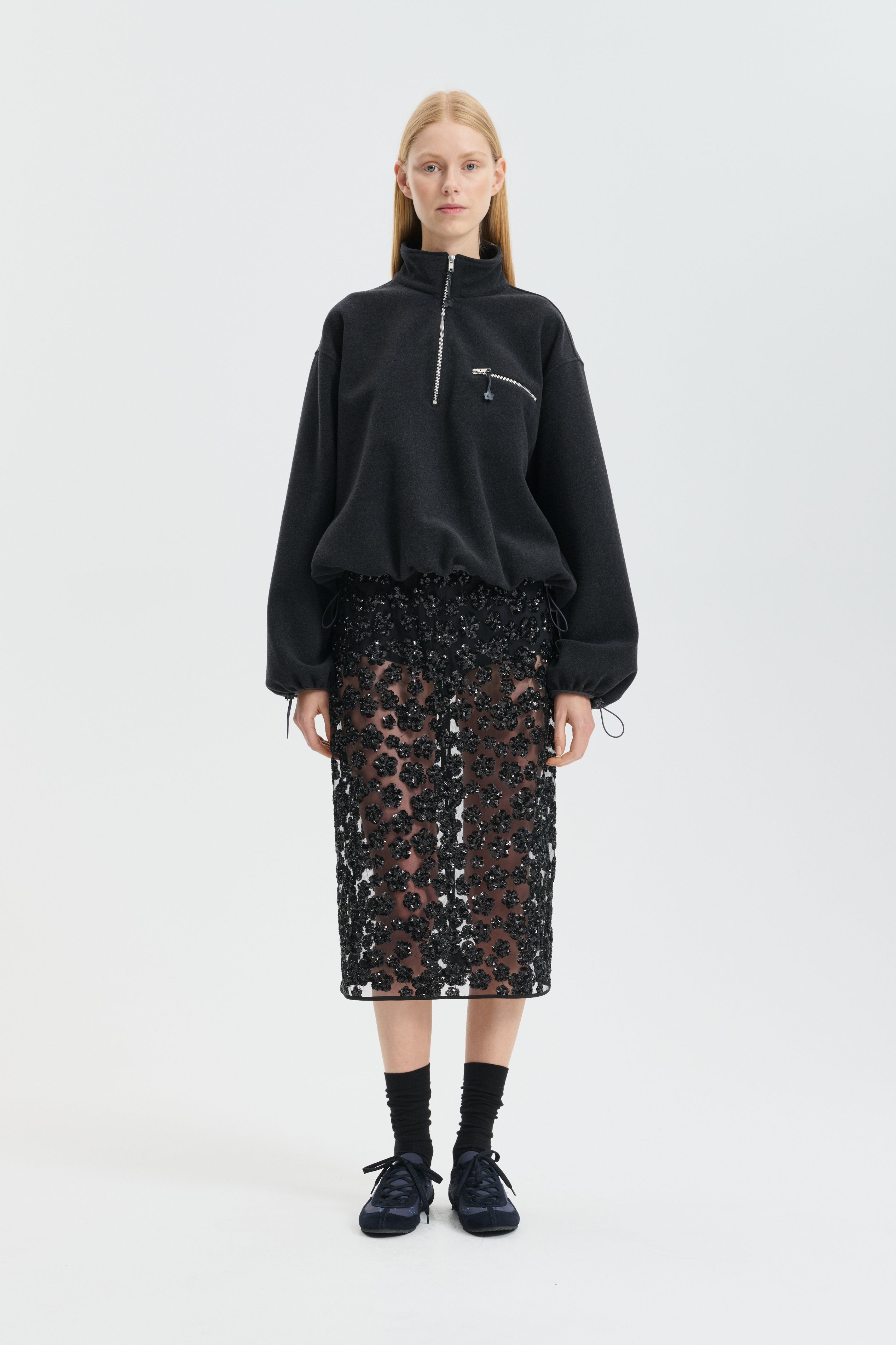 CBBRIA | SKIRT UME FLORAL SEQUINS BLACK