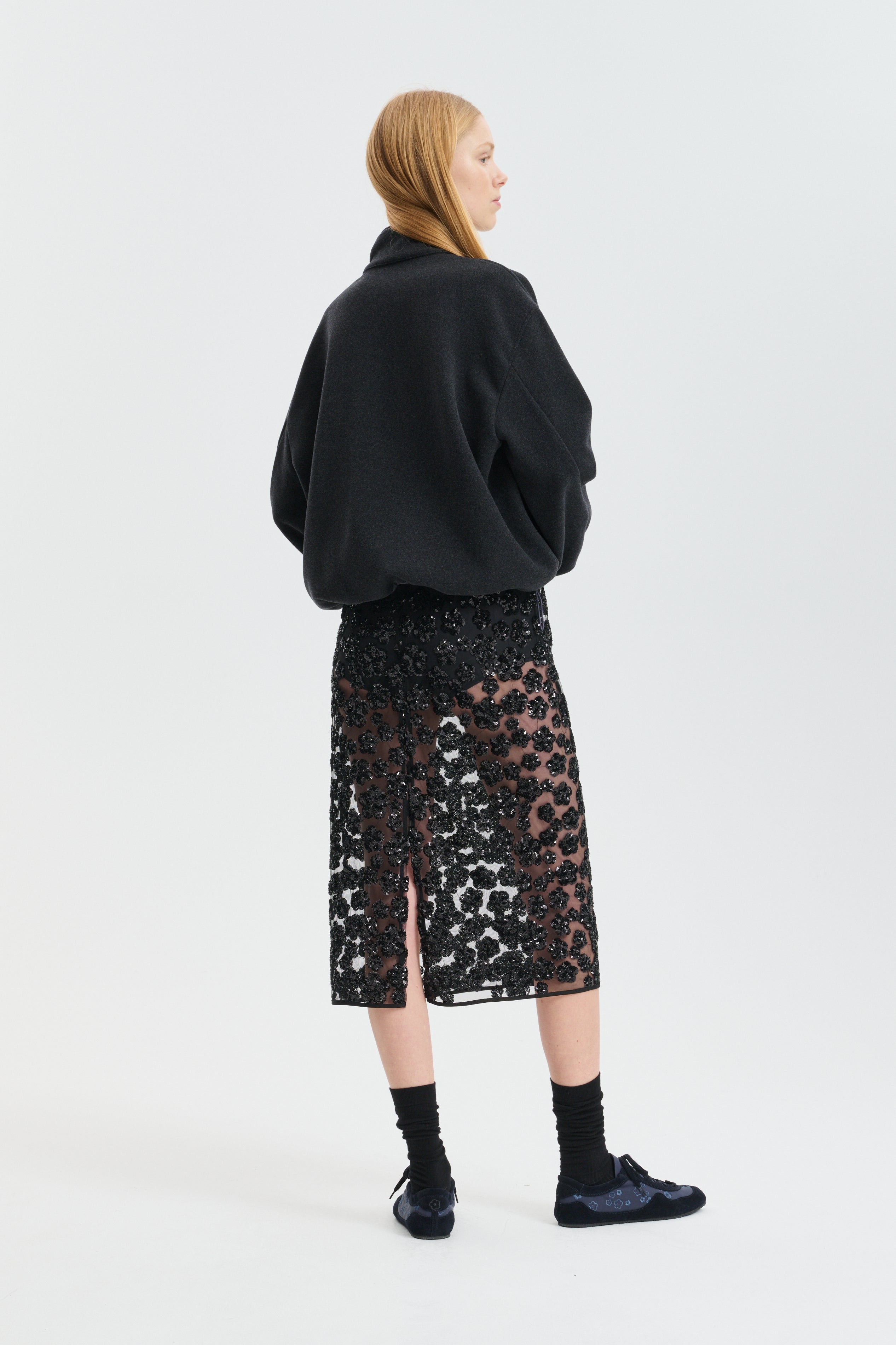 CBBRIA | SKIRT UME FLORAL SEQUINS BLACK