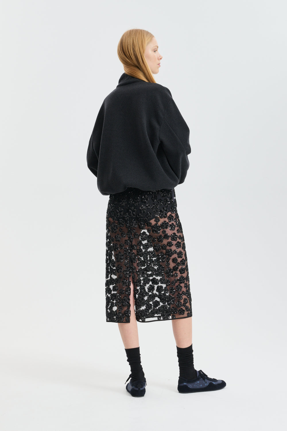 CBBRIA | SKIRT UME FLORAL SEQUINS BLACK