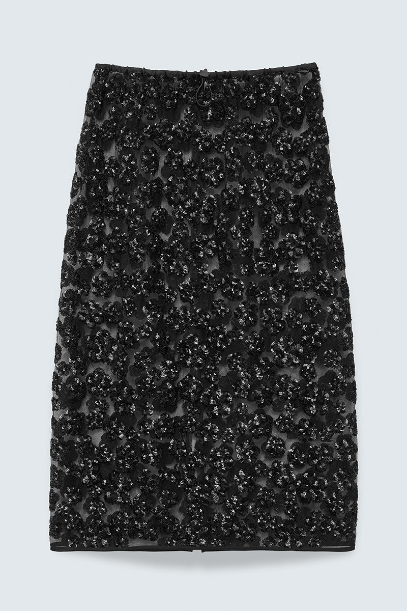 CBBRIA | SKIRT UME FLORAL SEQUINS BLACK
