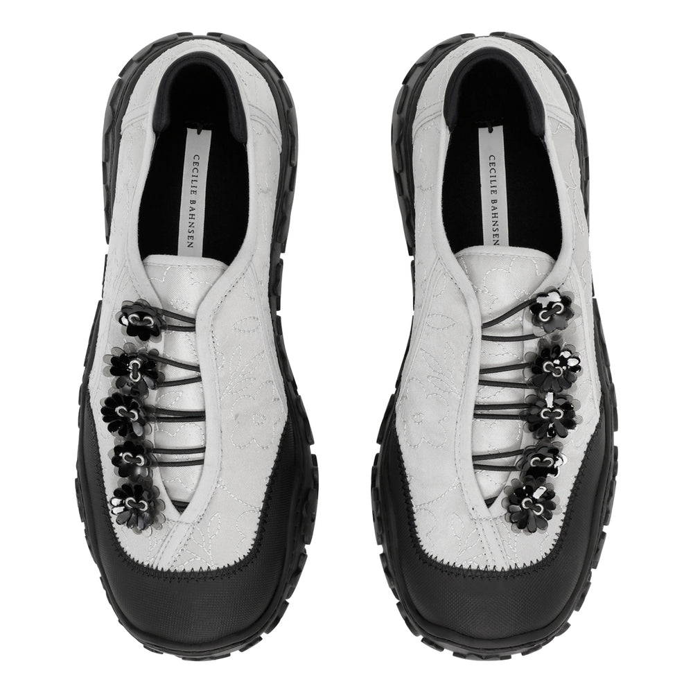 ALINA | SNEAKER EMBROIDERED SATIN GREY