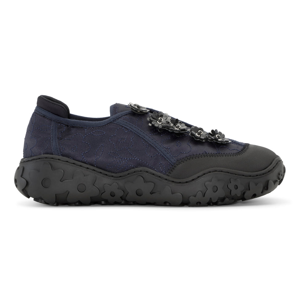 ALINA | SNEAKER EMBROIDERED SATIN NAVY