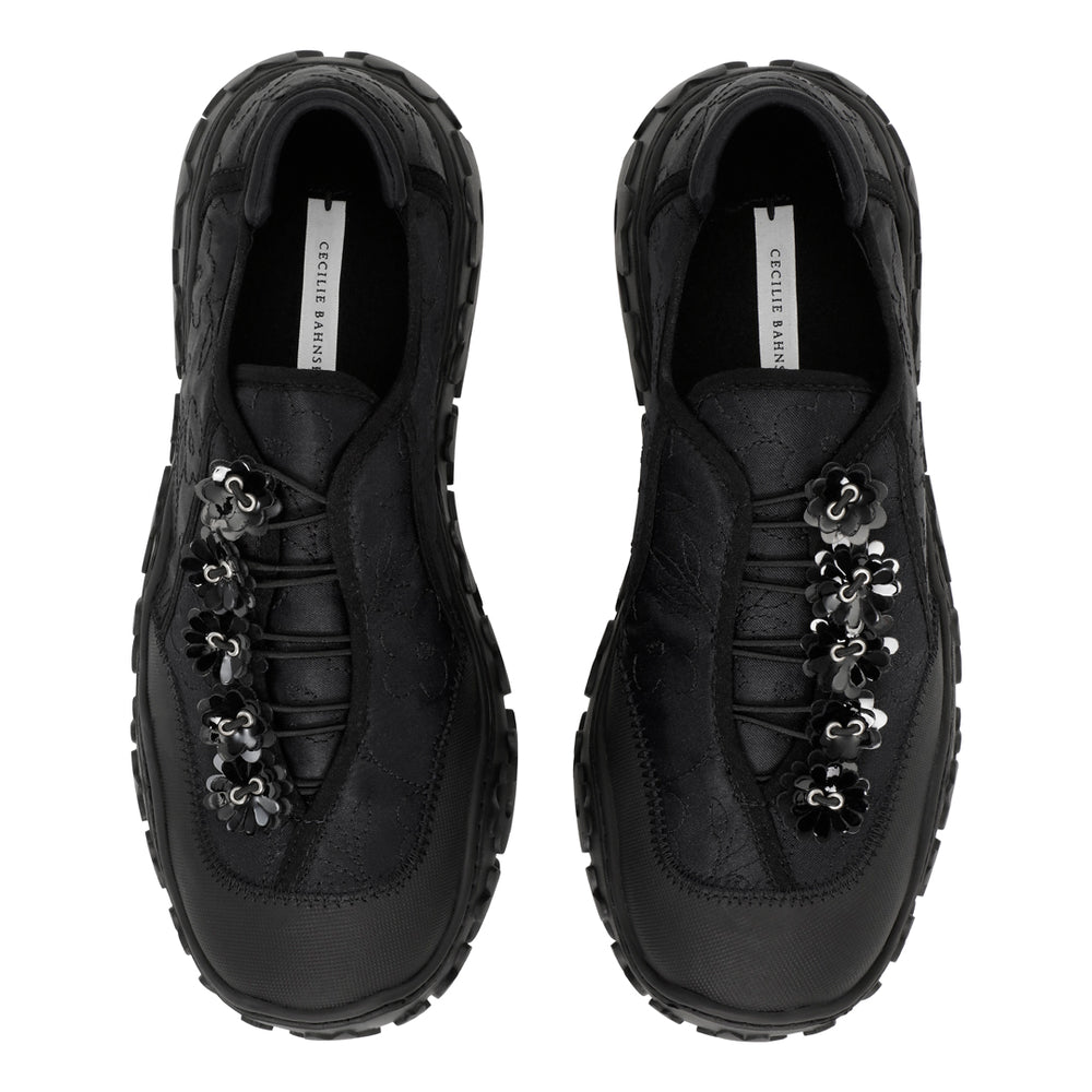 ALINA | SNEAKER EMBROIDERED SATIN BLACK