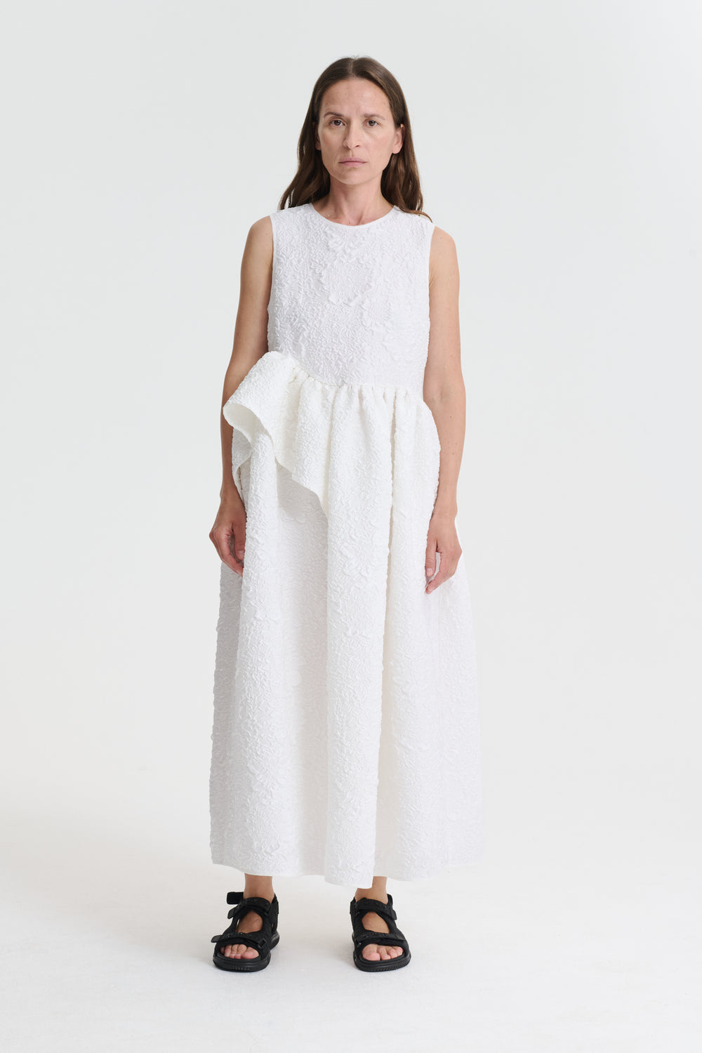 DITTE | DRESS BORAGE CLOQUÉ WHITE