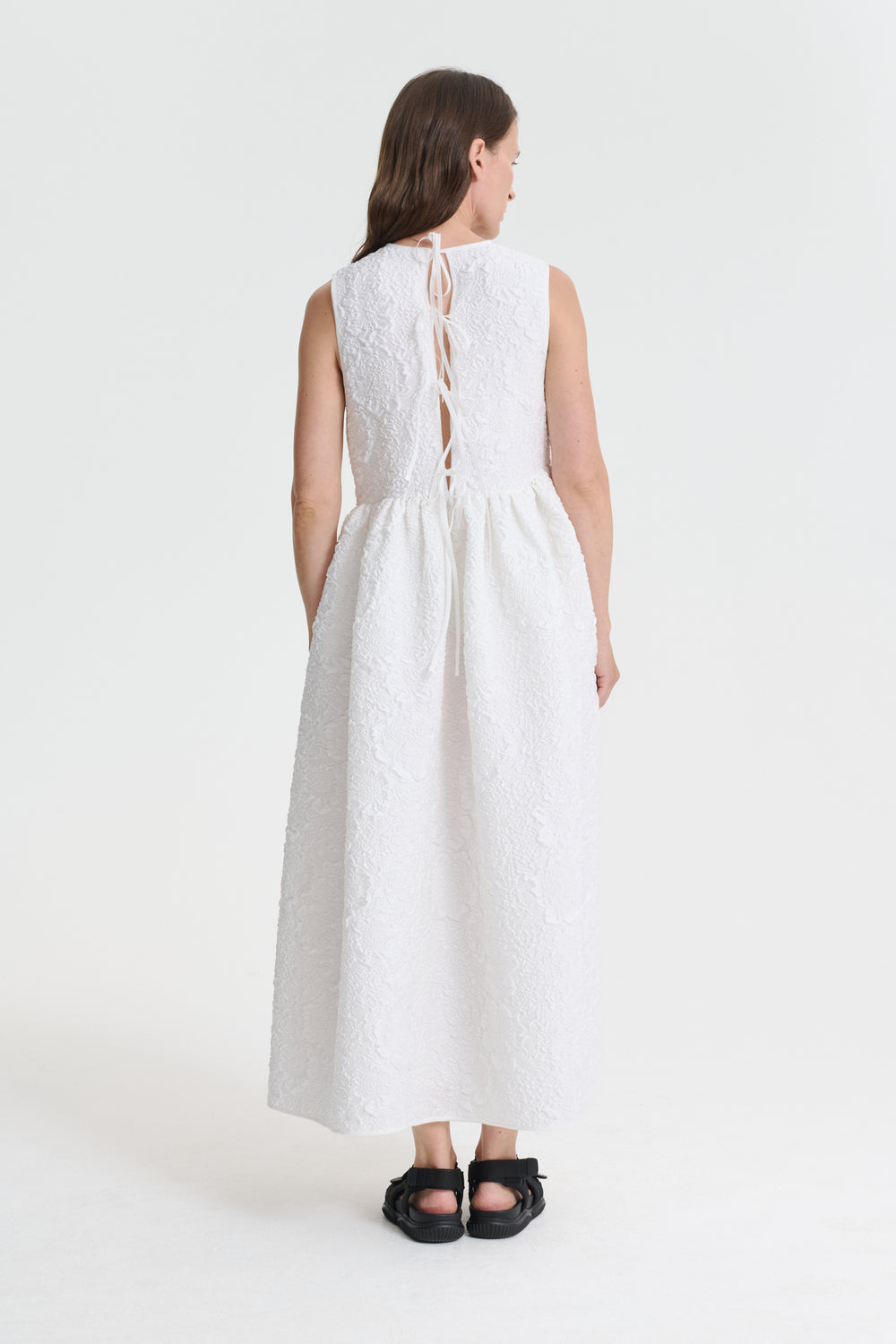 DITTE | DRESS BORAGE CLOQUÉ WHITE