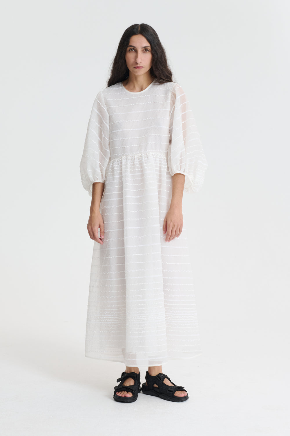 KARMEN | DRESS MAQUIS JACQUARD ECRU