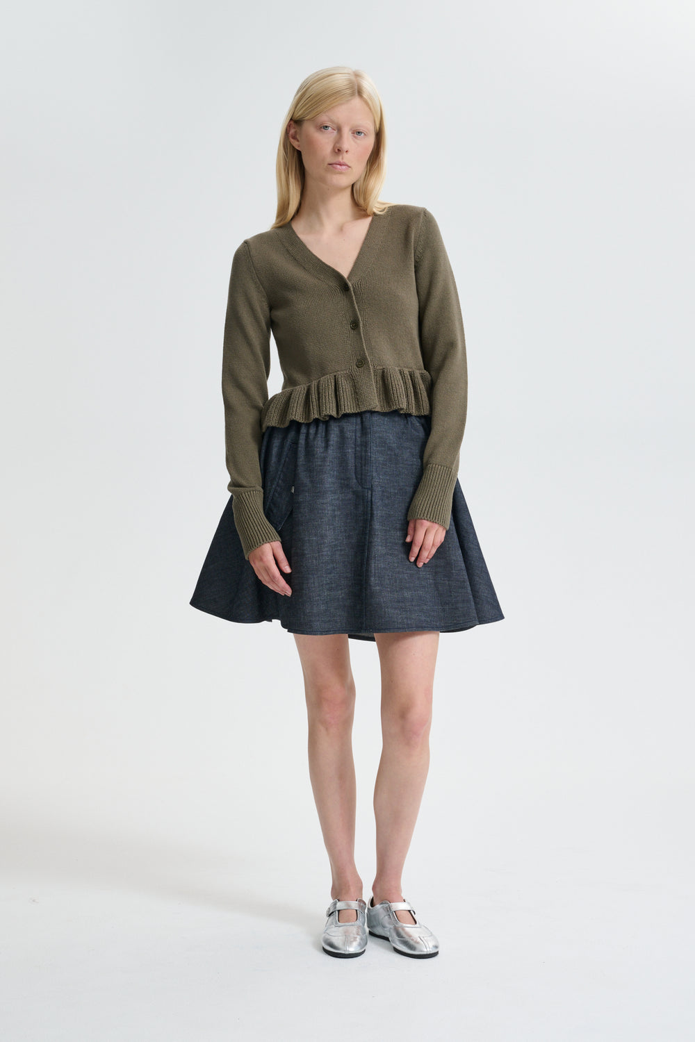 CBPRISCA | CARDIGAN COTTON SILK BLEND OLIVE