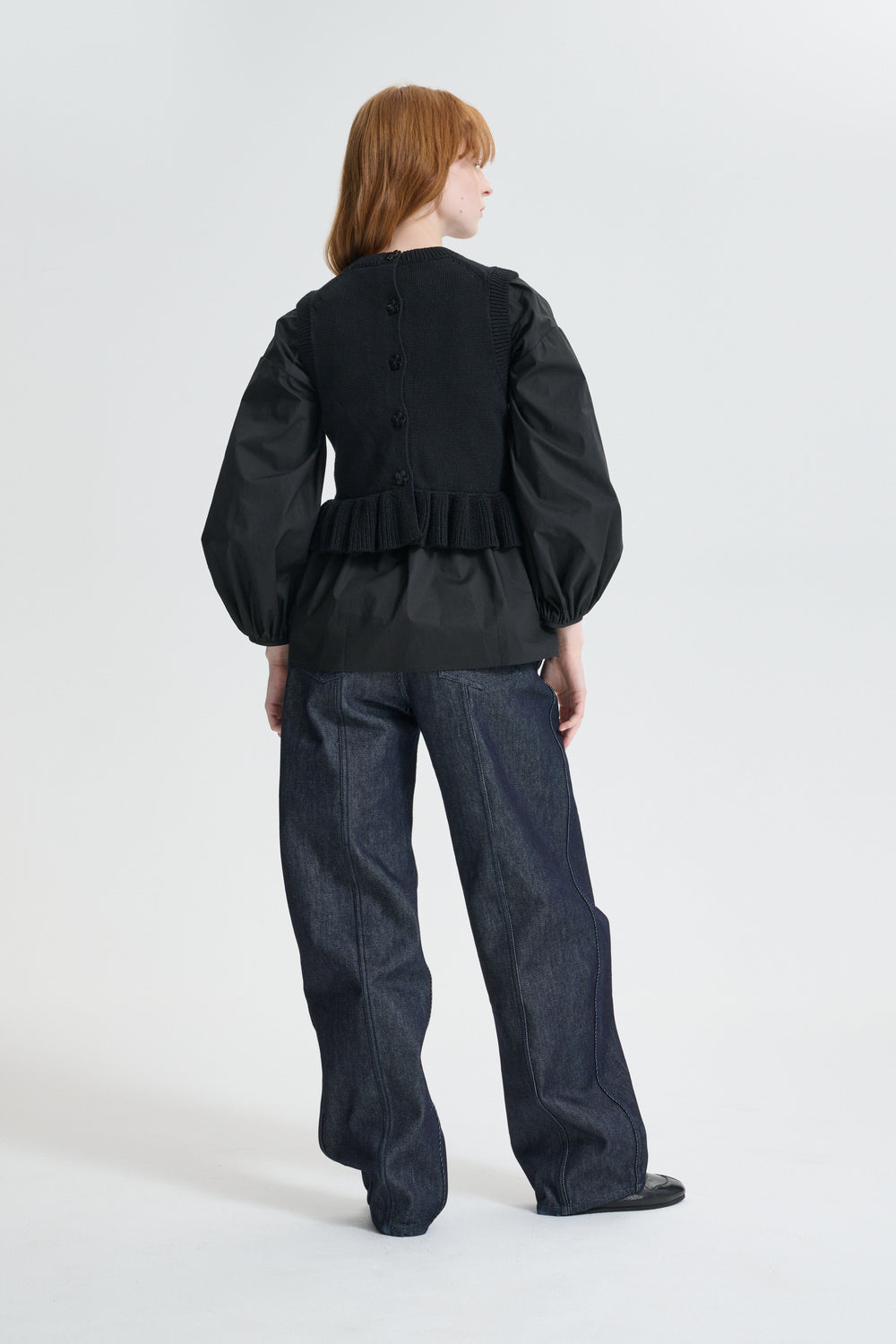 CBBILLIE | VEST COTTON SILK BLEND BLACK