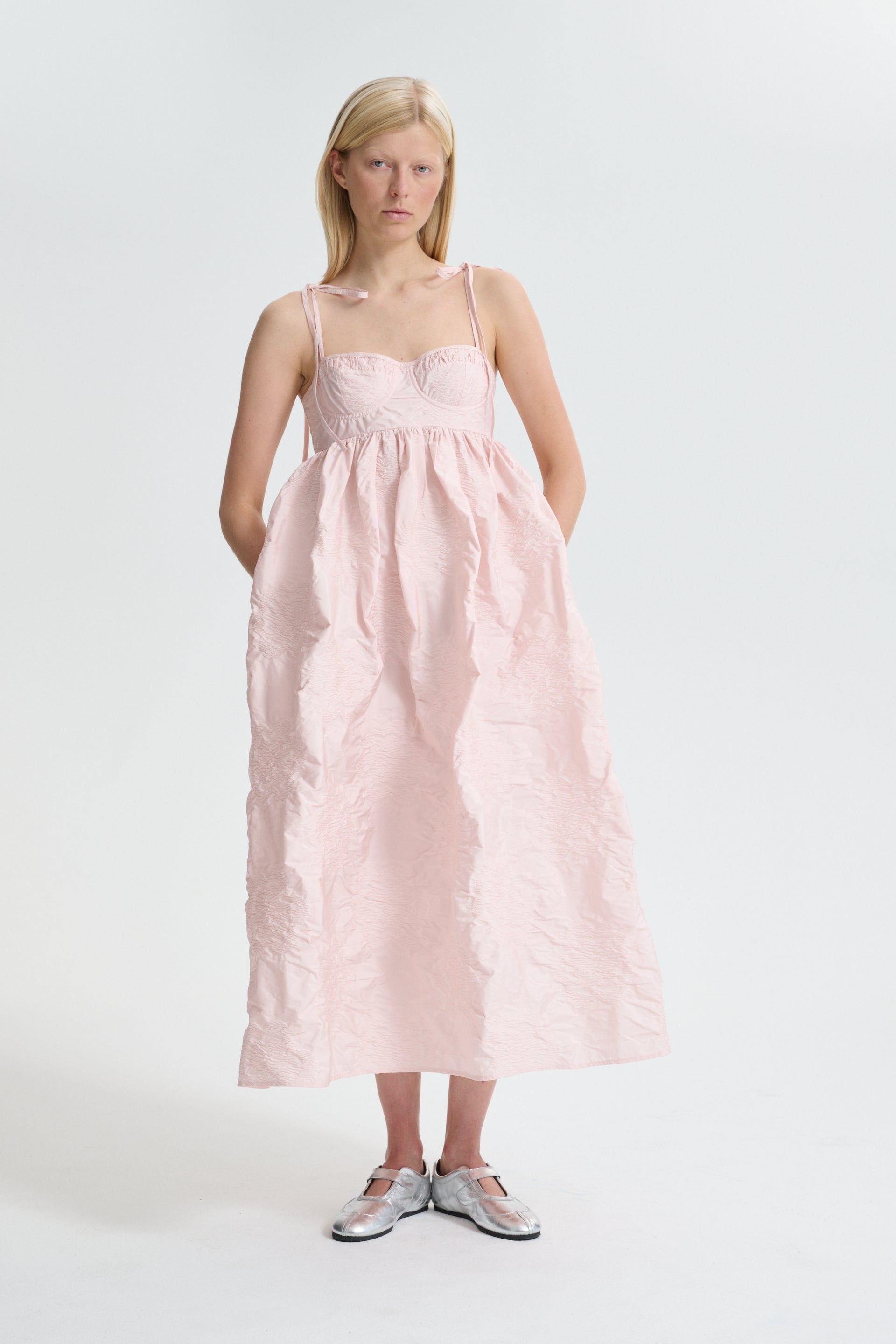 CBALENA | DRESS BORUS JACQUARD BLUSH PINK