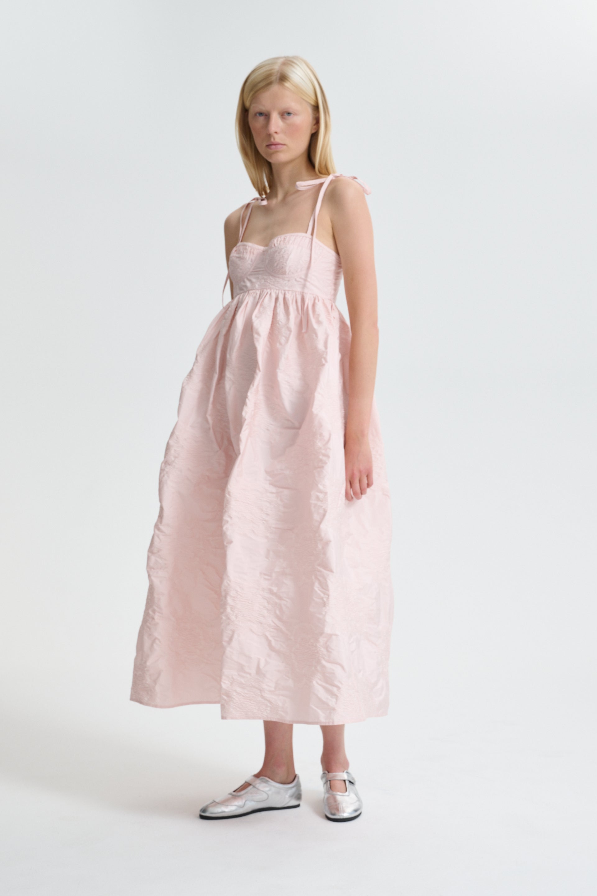CBALENA | DRESS BORUS JACQUARD BLUSH PINK