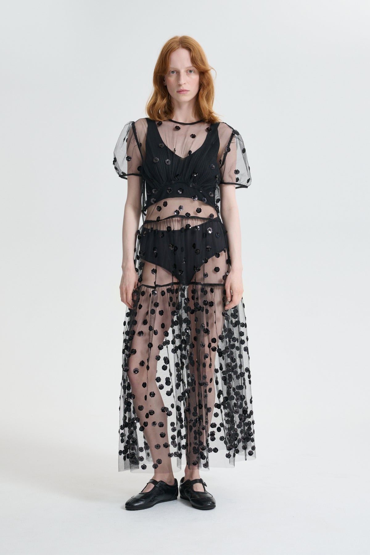 Cecilie Bahnsen Tulle Dress With Floral Sequins Cecilie Bahnsen Tulle Dress With Floral Sequins