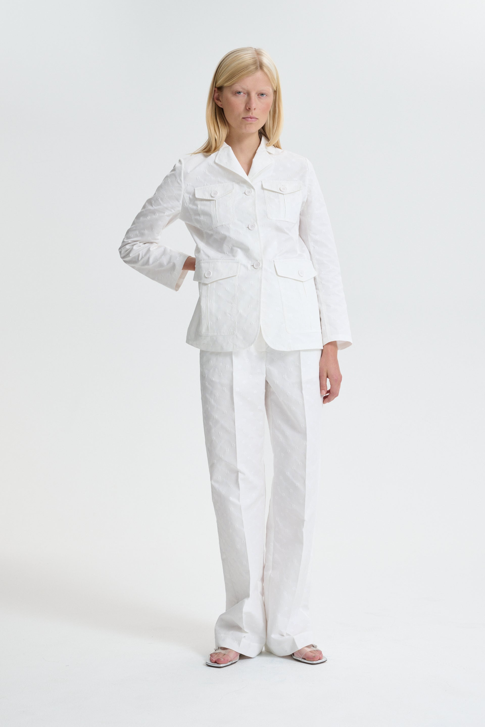 CBKARINA | BLAZER IRIS JACCQUARD WHITE