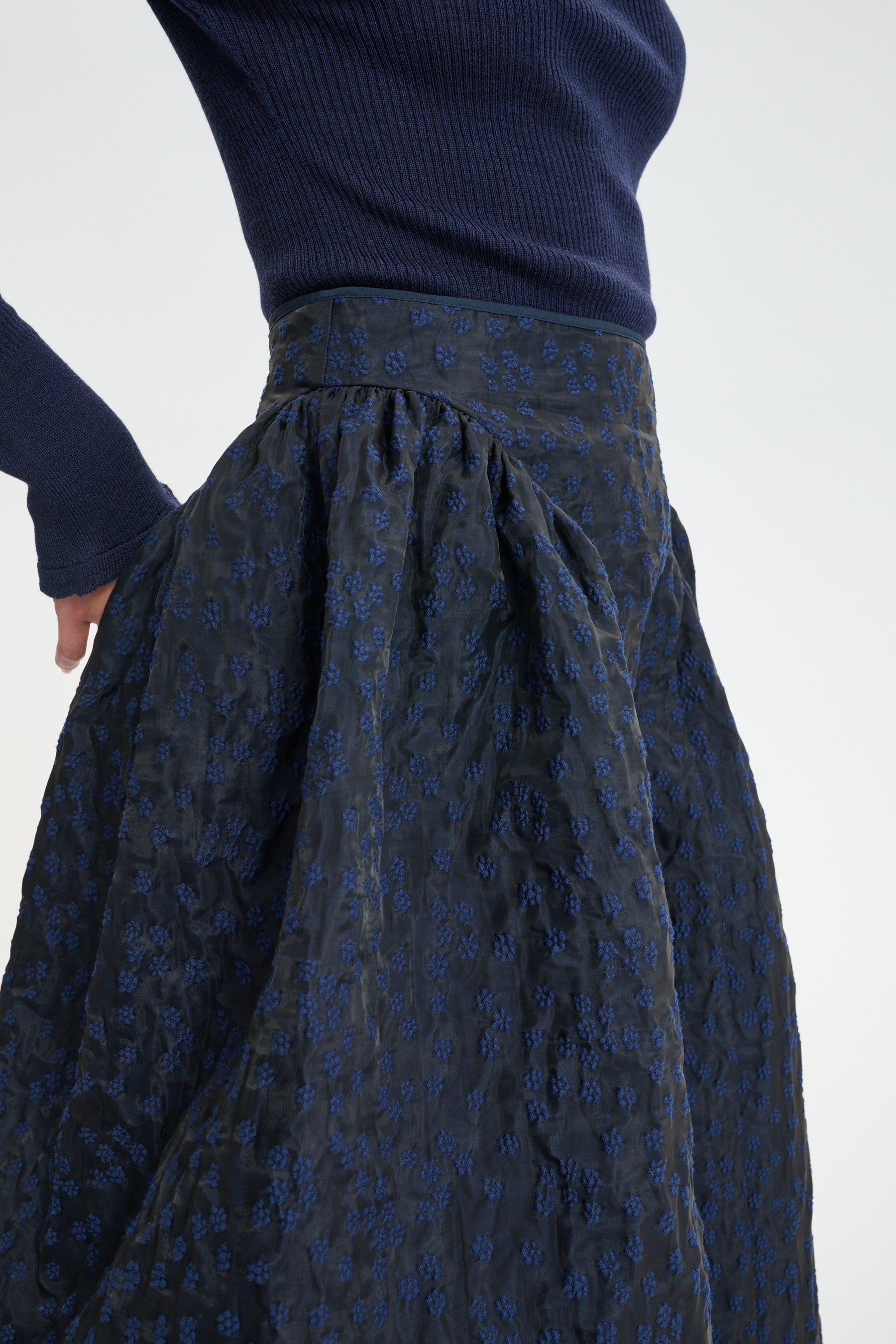 CBFABIOLA | SKIRT MARGUERITTE CLOQUÉ NAVY