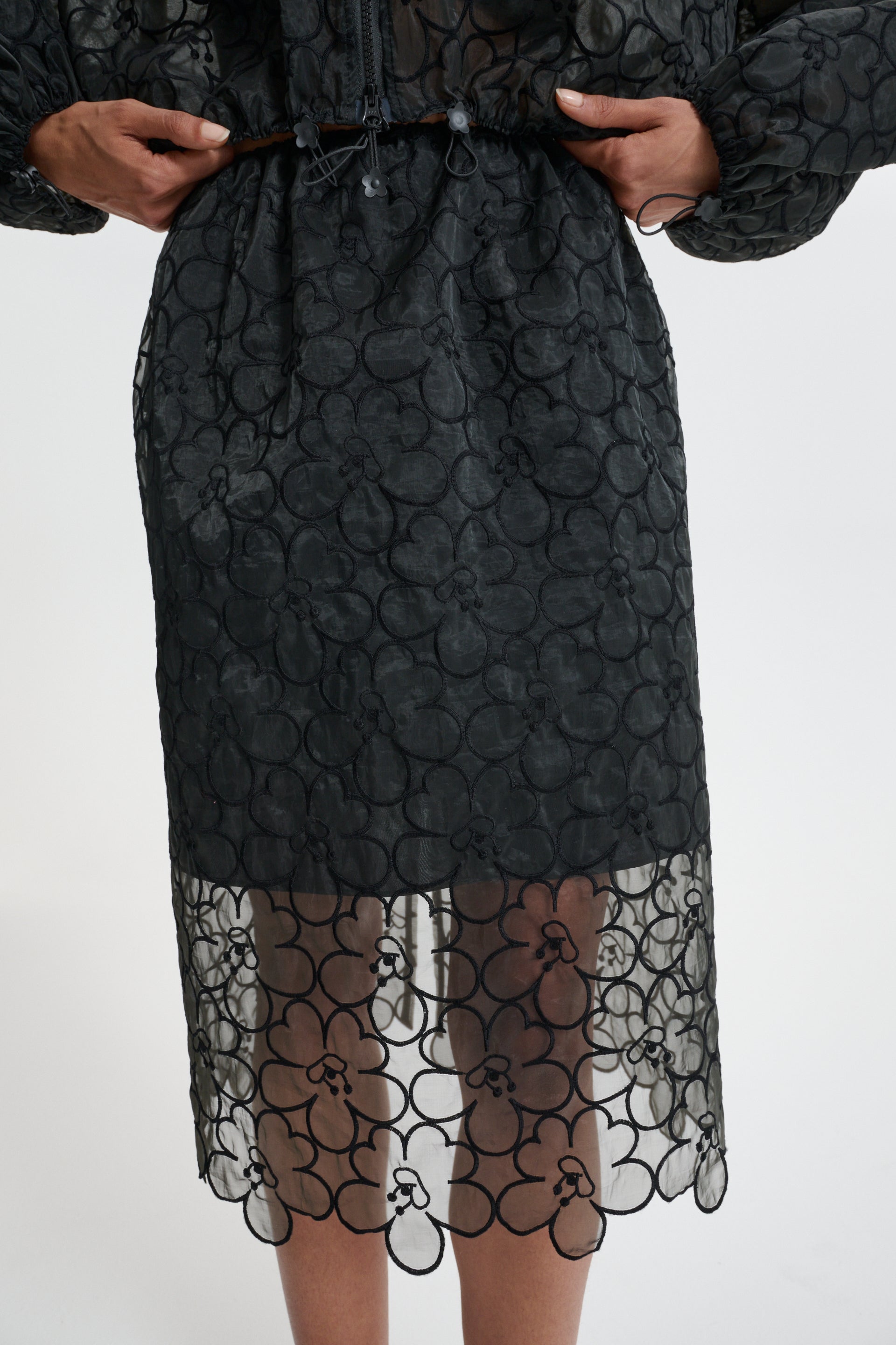 Claudia Skirt in Stripe Embroidery - Black main image 1