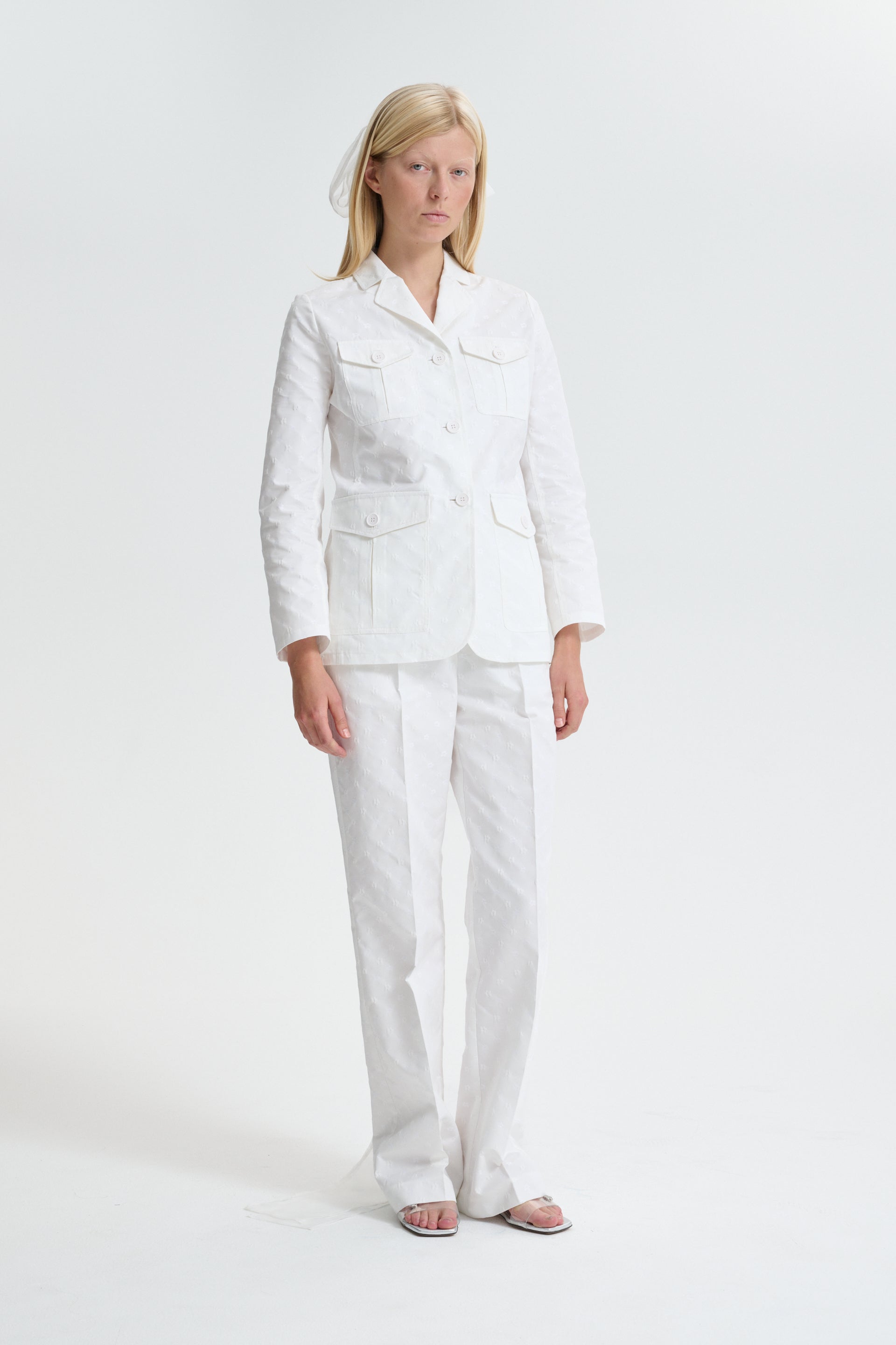 CBSONJA | TROUSERS IRIS JACCQUARD WHITE