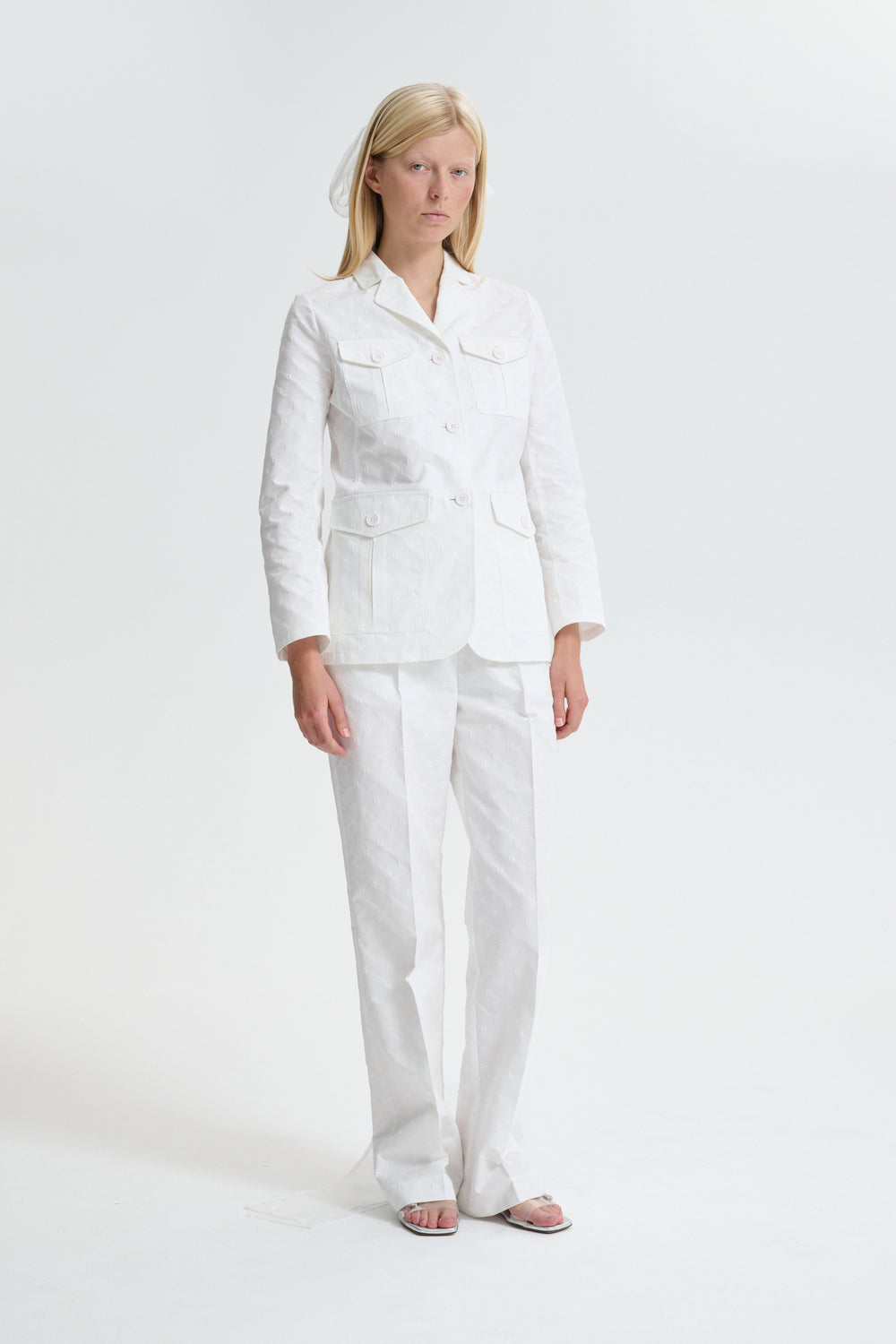 CBSONJA | TROUSERS IRIS JACCQUARD WHITE