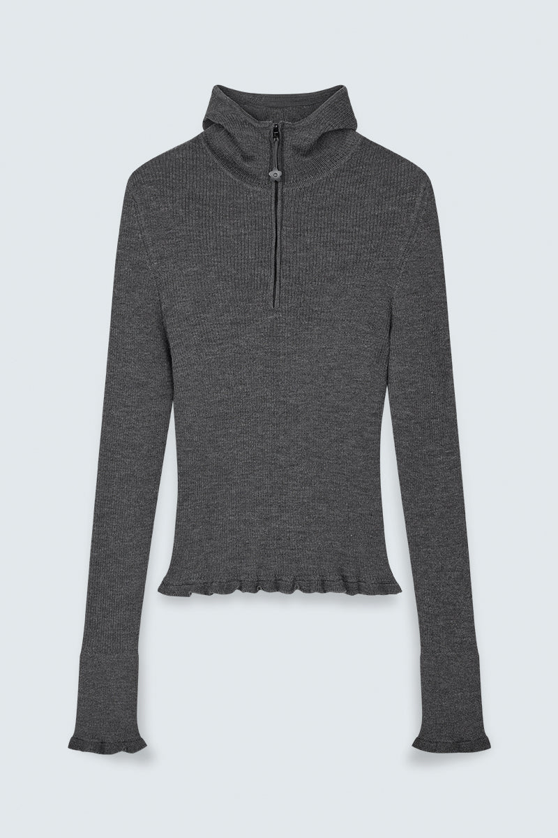 CBBELMA | HOODIE FINE MERINO GREY MELANGE