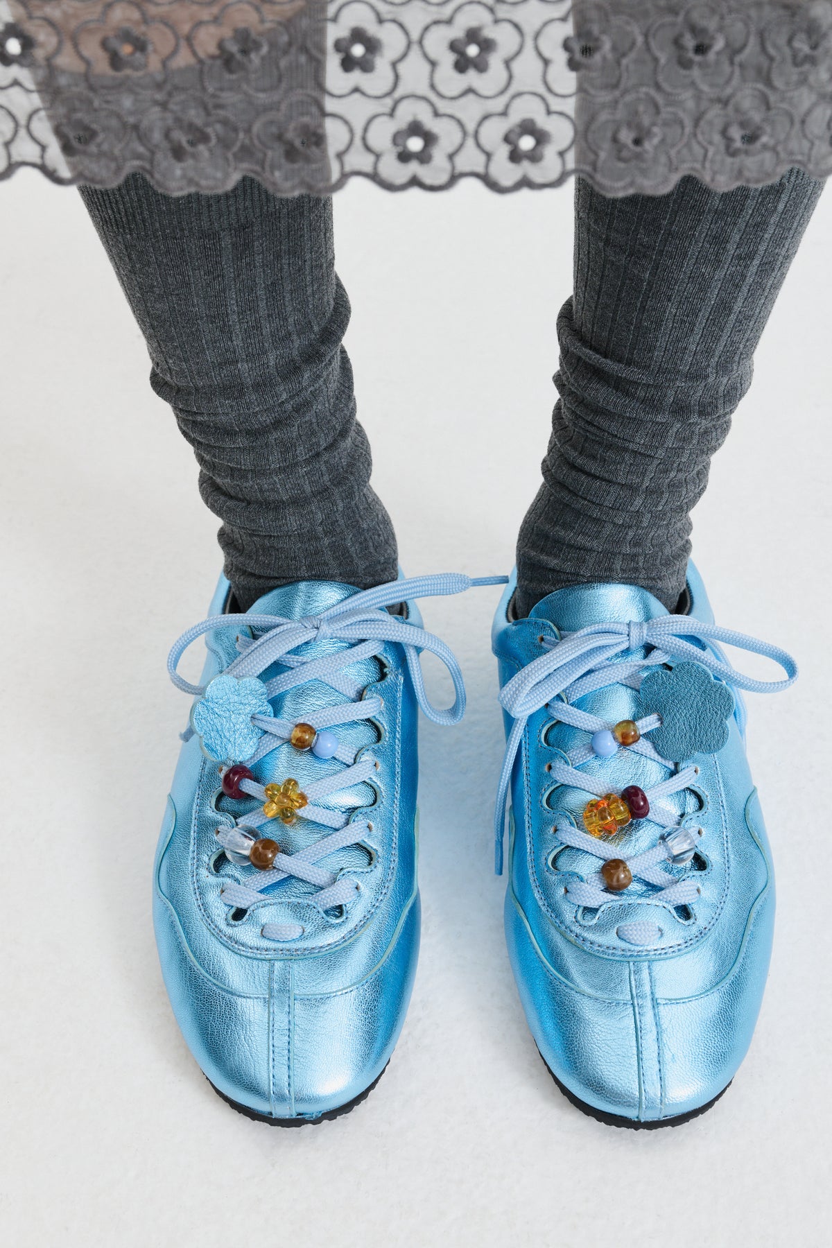 BLAISE | SNEAKER METALLIC LEATHER PALE BLUE