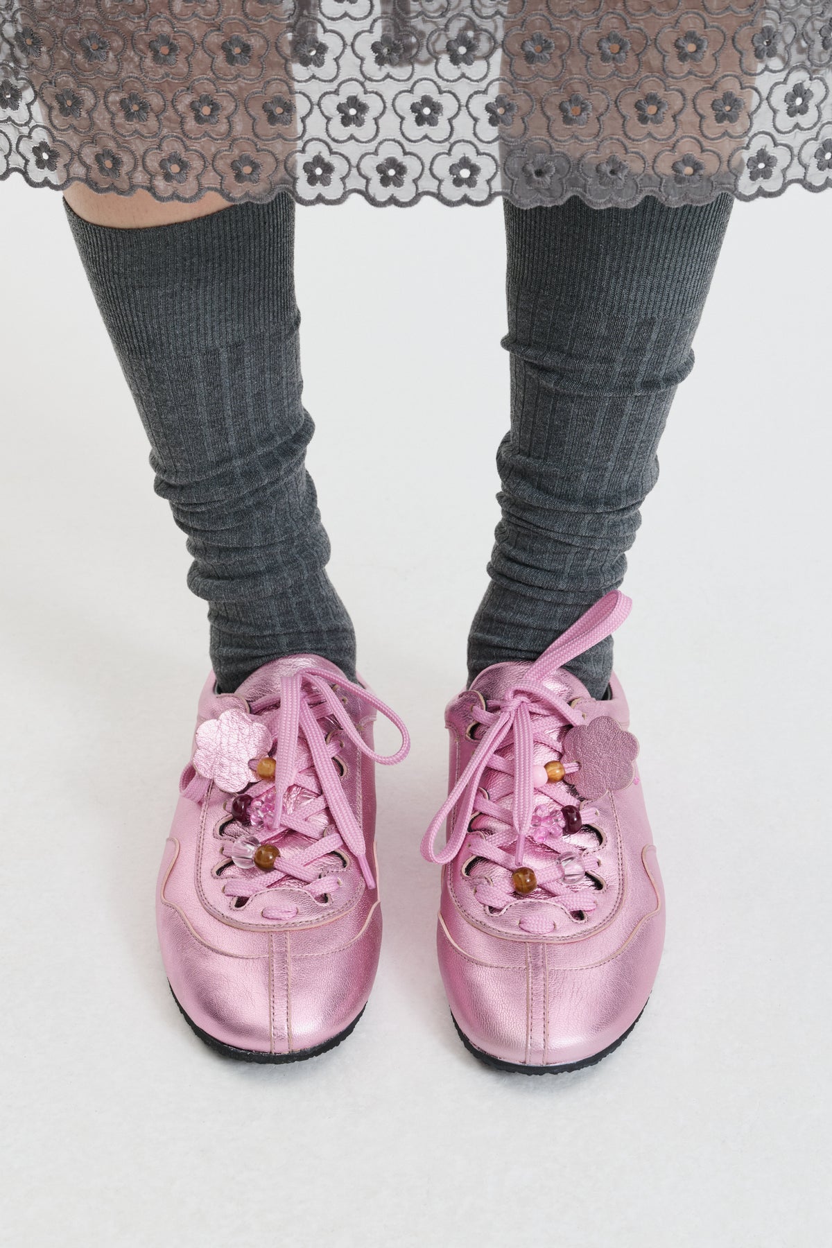BLAISE | SNEAKER METALLIC LEATHER PALE PINK