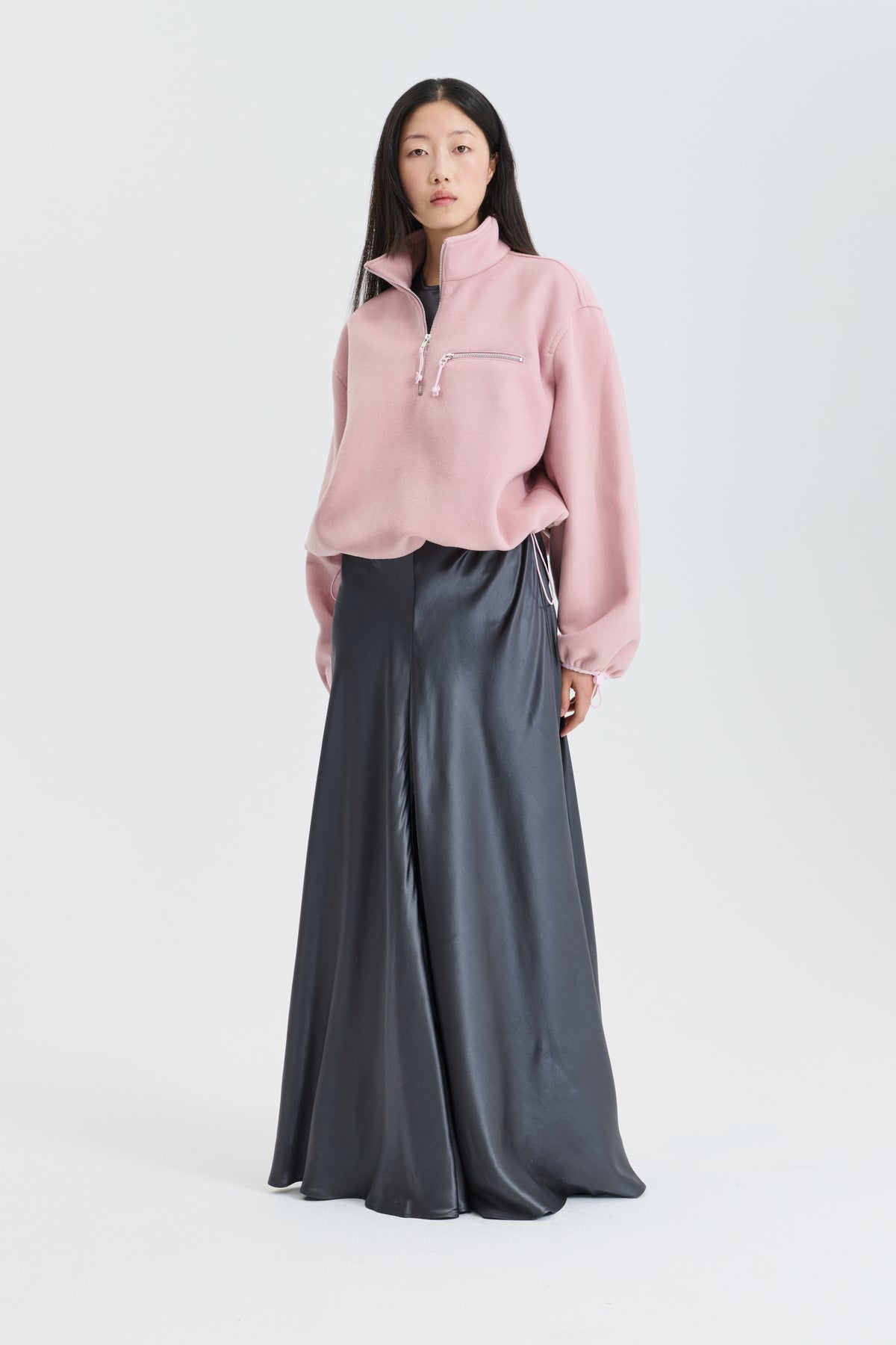 CBFREDERIK | HALF-ZIP JACKET WOOL FELT DUSTY PINK