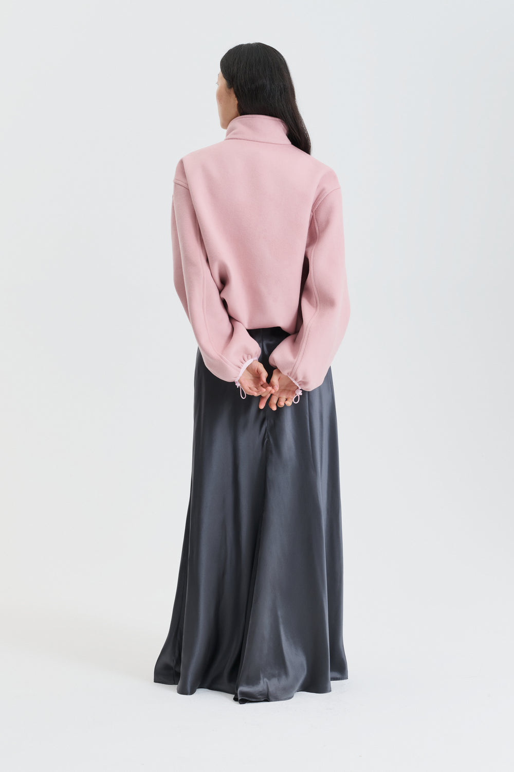 CBFREDERIK | HALF-ZIP JACKET WOOL FELT DUSTY PINK
