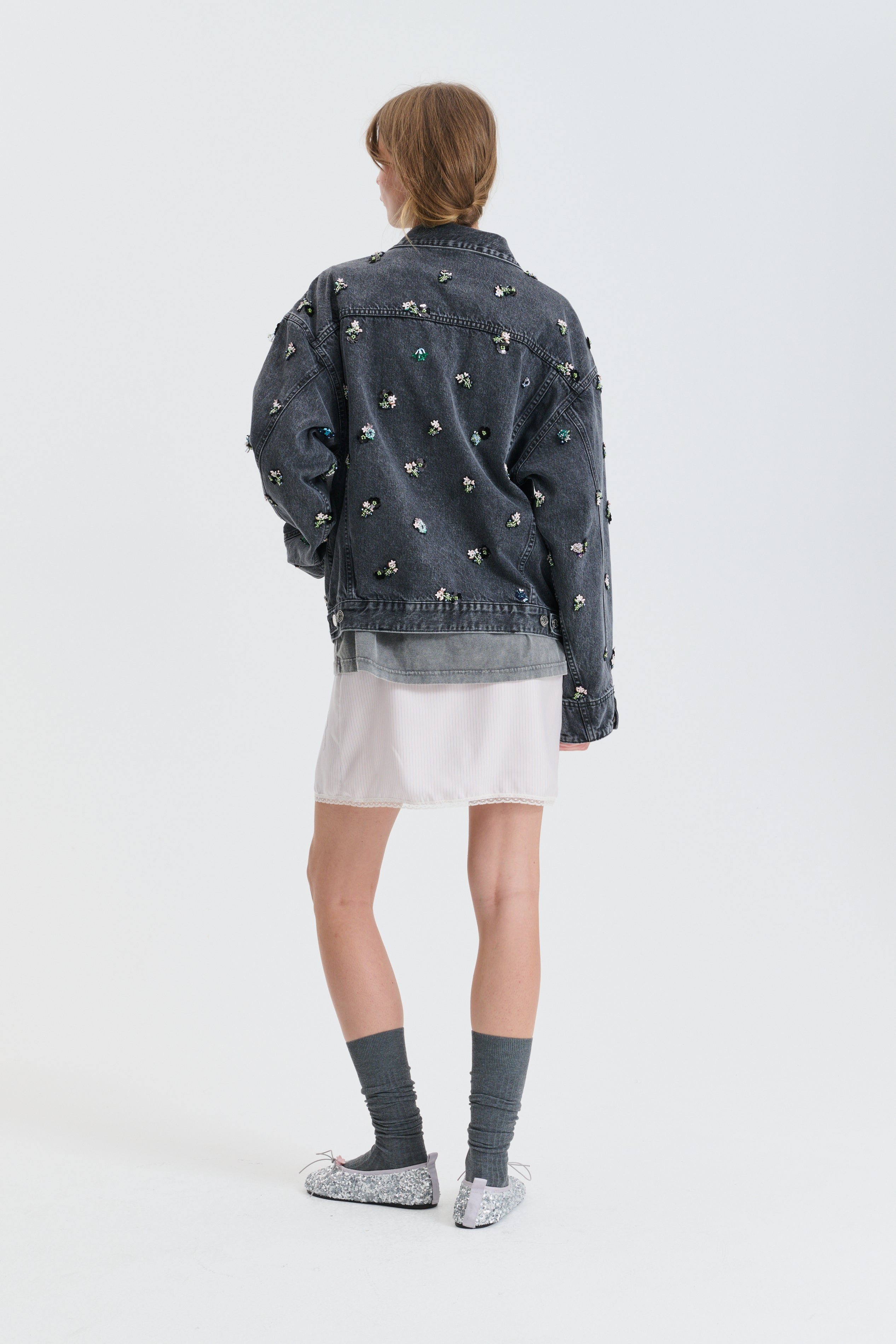 CBGASTON | EMBORIDERED JACKET DENIM WASHED BLACK