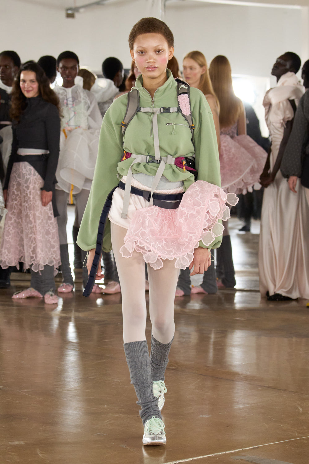 CBFREDERIK | HALF-ZIP JACKET WOOL FELT PALE GREEN