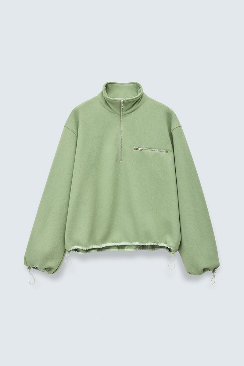 CBFREDERIK | HALF-ZIP JACKET WOOL FELT PALE GREEN