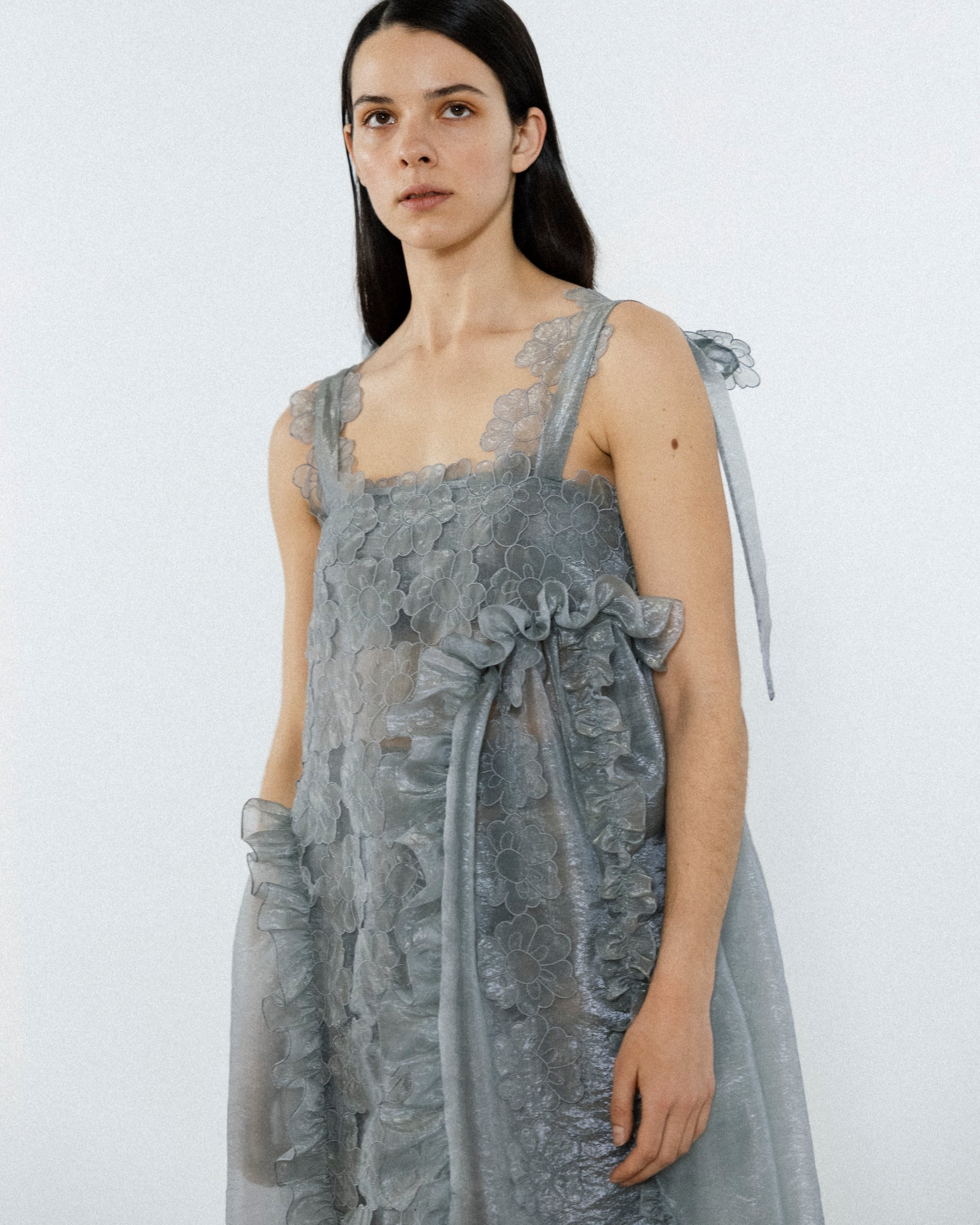【CECILIE BAHNSEN】OSWALDドレス OSWALD | DRESS MAGNOLIA EMBROIDERY GREY