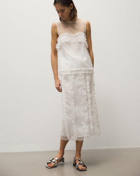 【関税&送料込】Cecilie Bahnsen Antiqued Pink Organza Skirt Cecilie Bahnsen Vida Organza Midi Skirt | Pink | FARFETCH