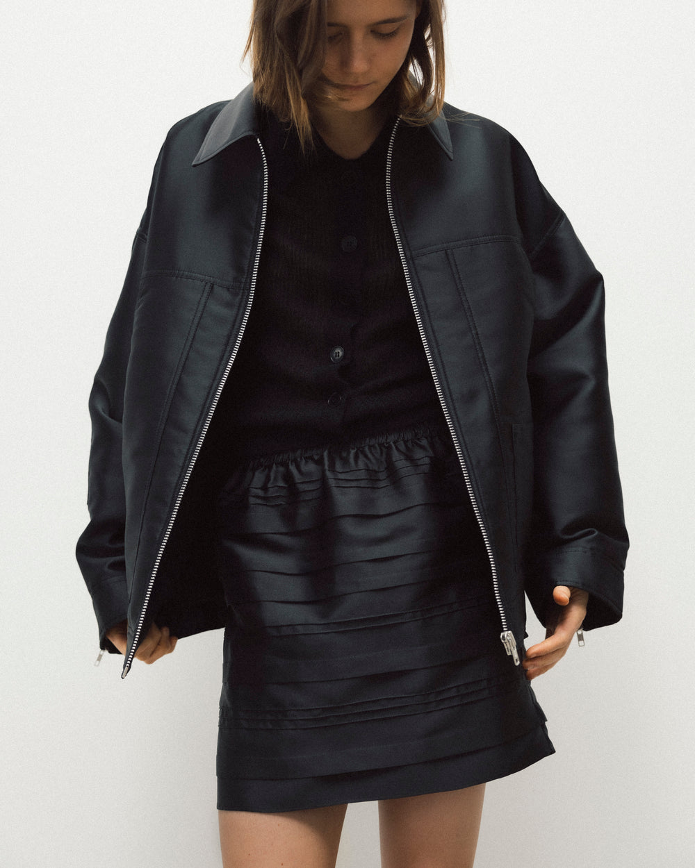 OLPA | JACKET LUSTRE TWILL BLACK NONA