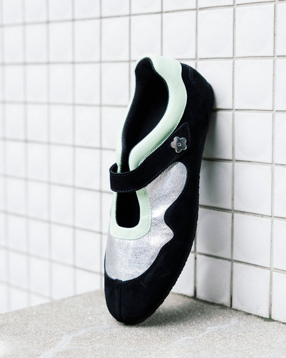 CBCOSMO | SNEAKERS LEATHER BLACK / SILVER / MINT
