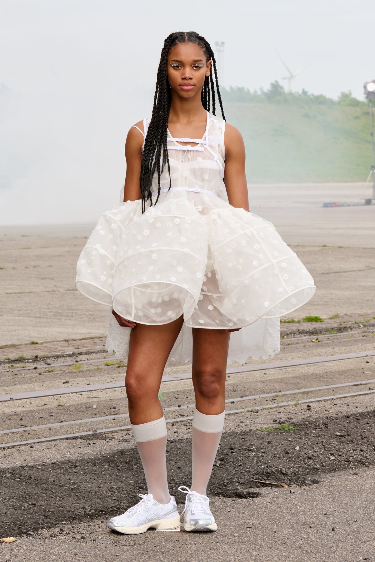 cecilie bahnsen mini dress BUSAO | DRESS SEQUIN BLOSSOM TULLE WHITE