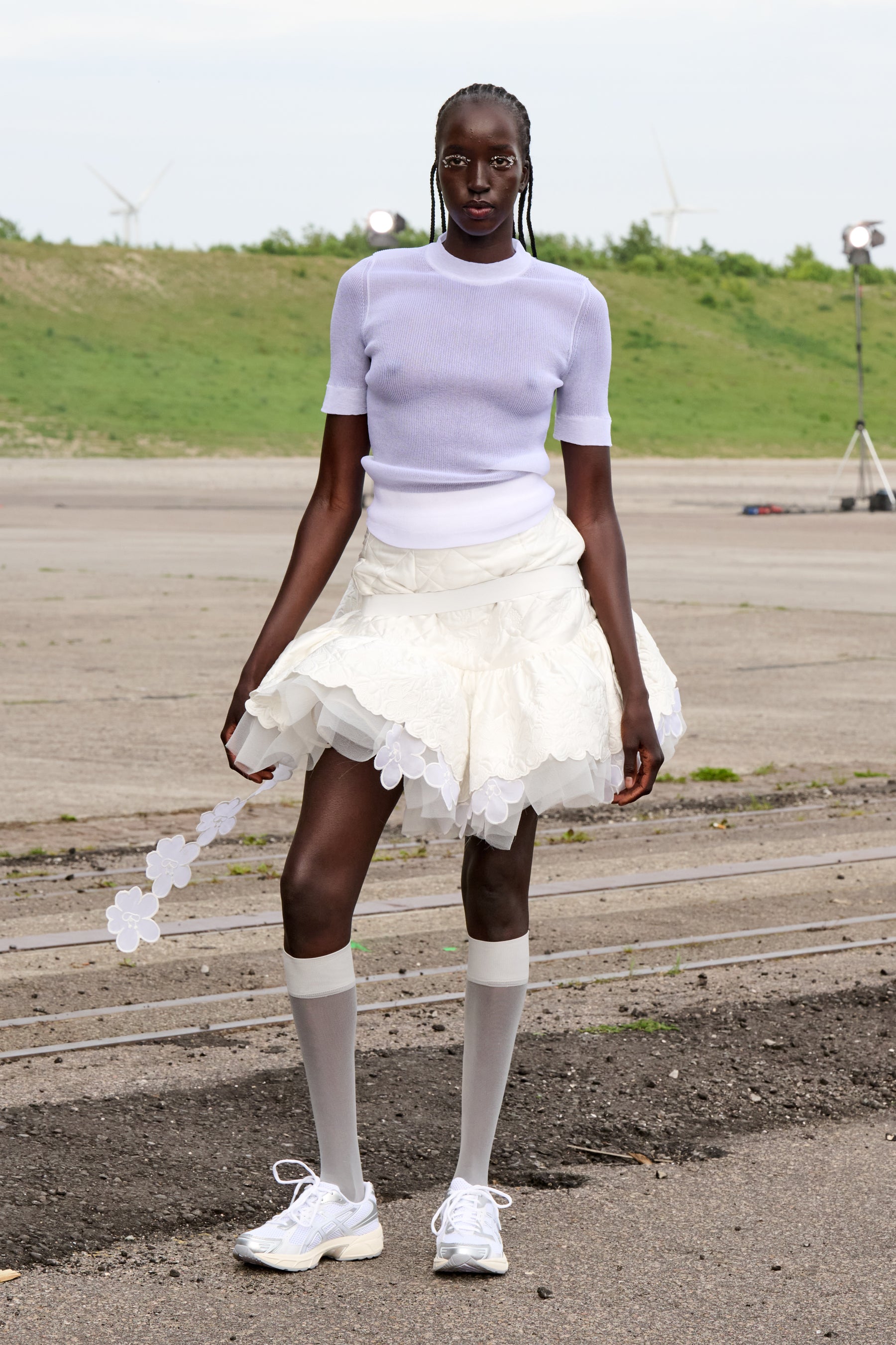 BRONJA | SKIRT QUILTED SILK WHITE - LOOK 27