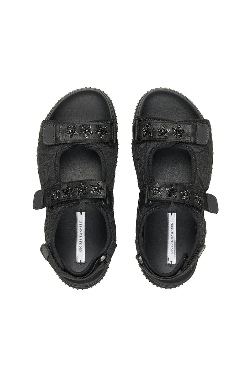 VALERIA | TRUEAL MARGUERITTE CLOQUE BLACK/BLACK EMBELLISHED