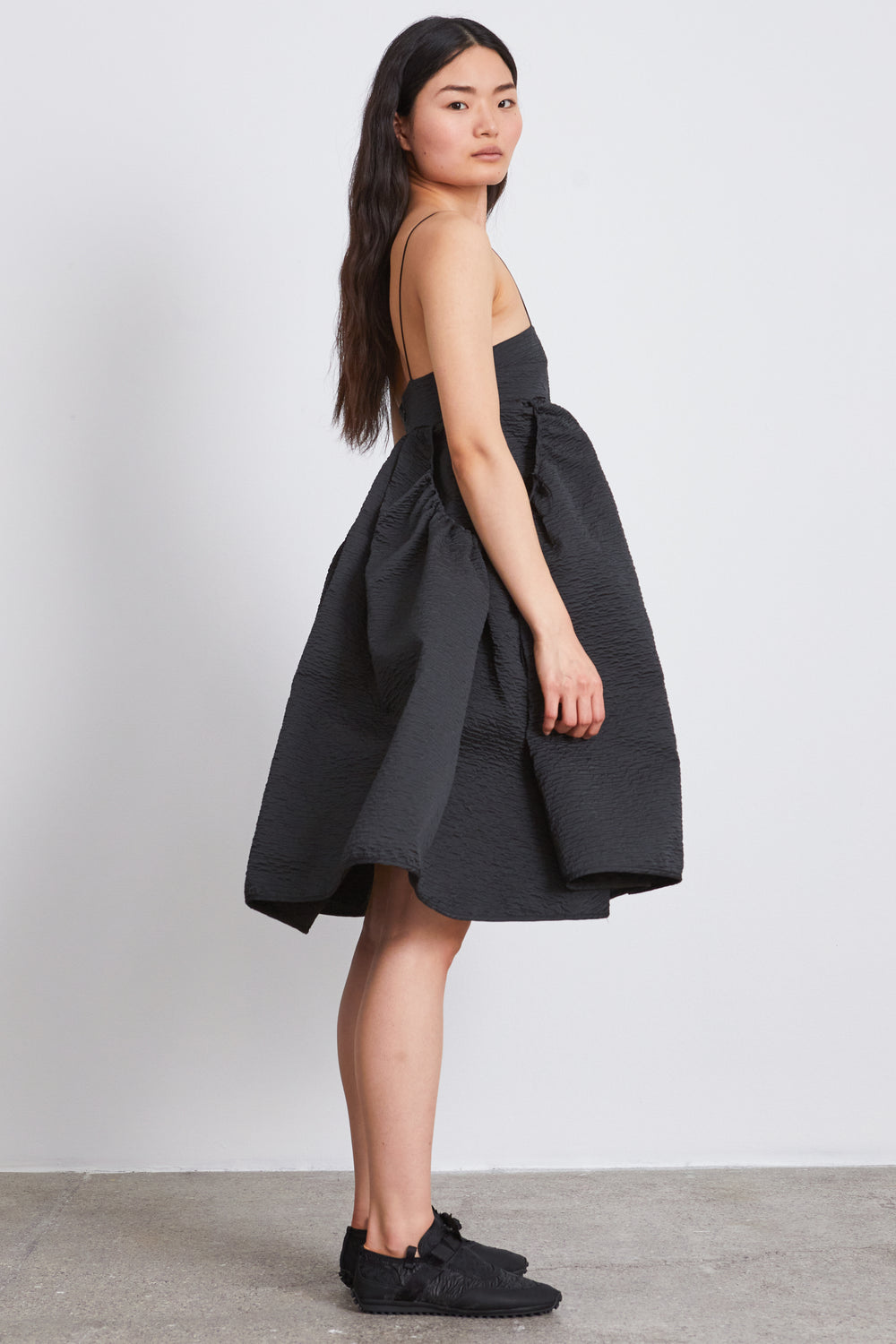LISBETH | DRESS STRIA MATELASSÉ BLACK