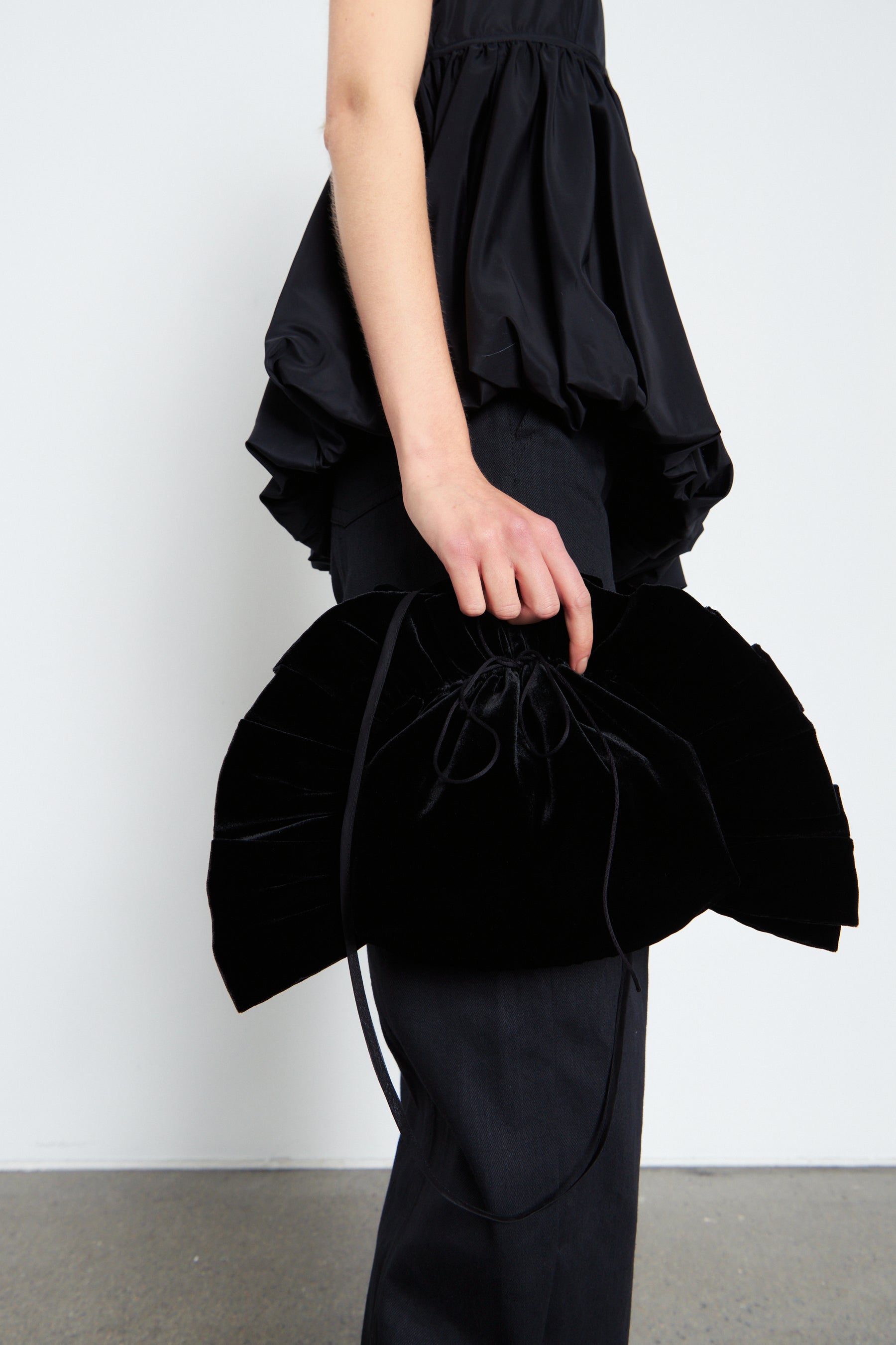 Black ruffle online bag