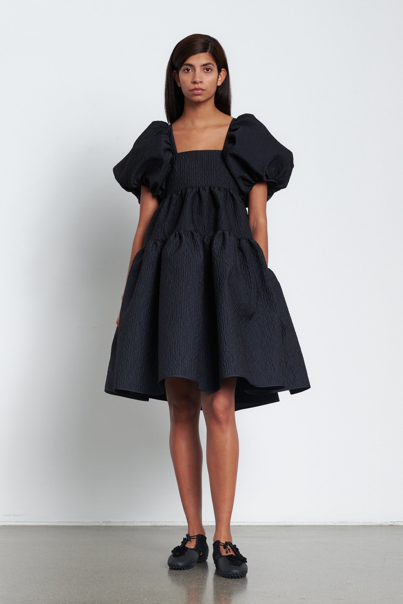 RONIA | DRESS STRIA MATELASSÉ BLACK